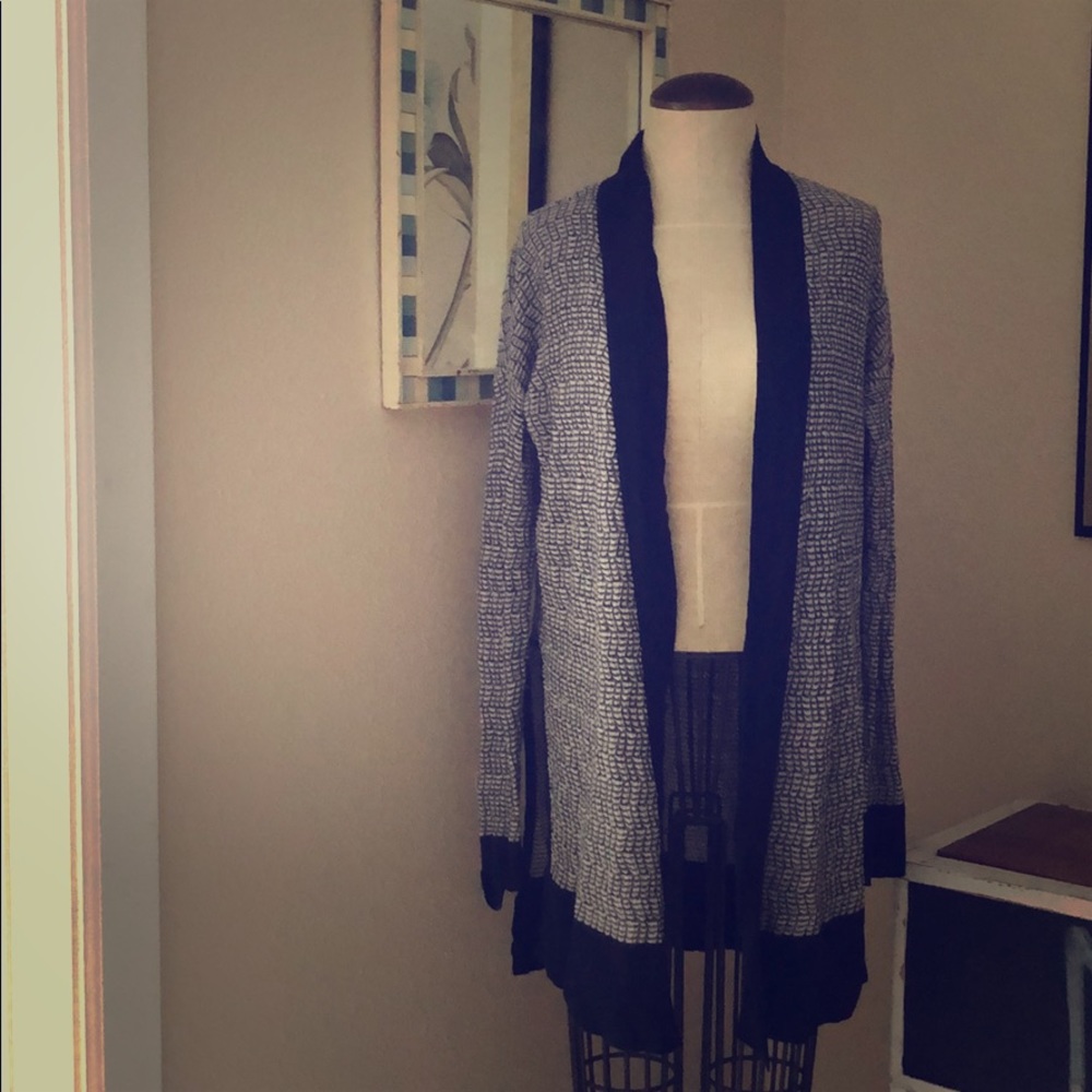Lou & Grey open- knit long sleeve navy cardigan